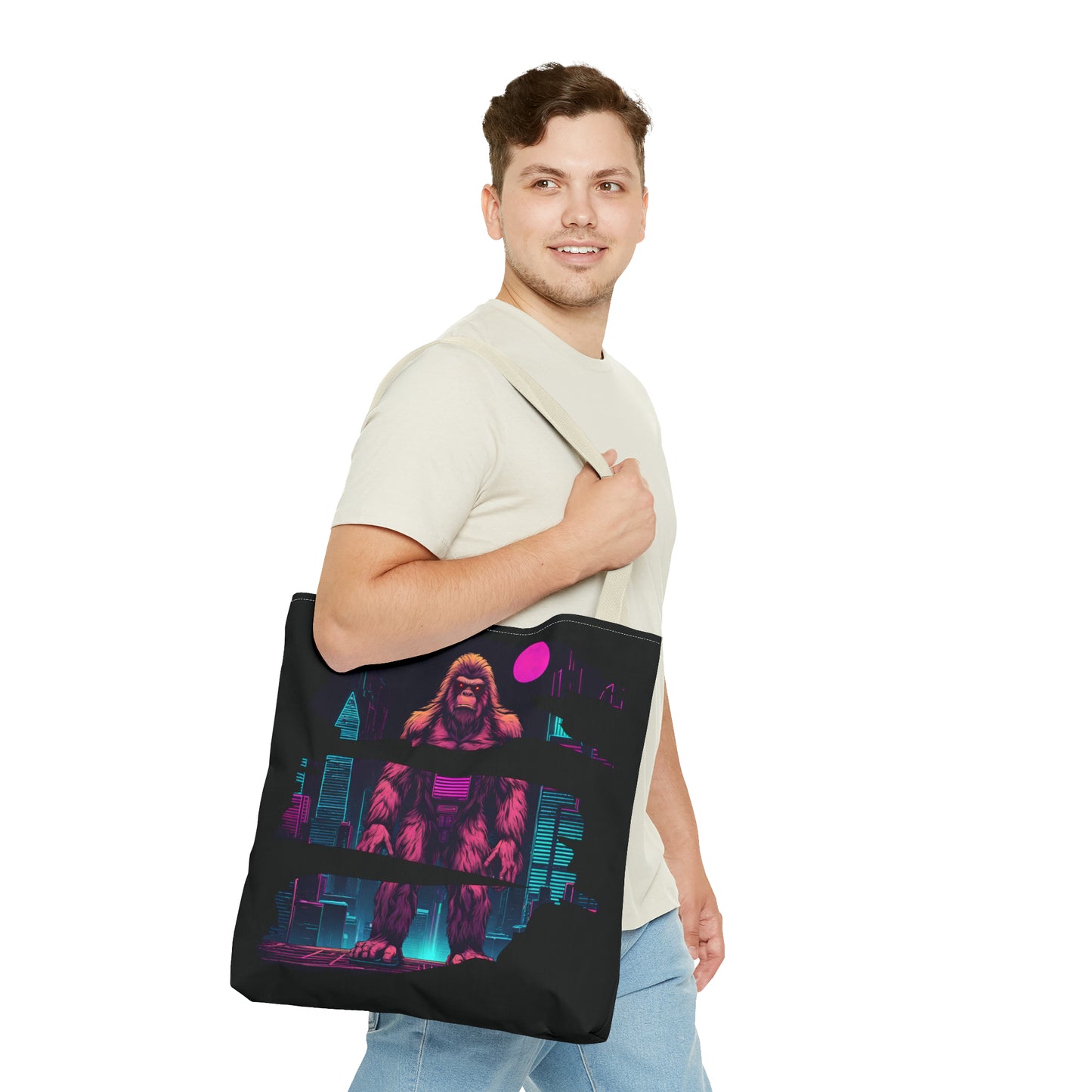 Bigfoot in a Cyber City AOP Tote Bag