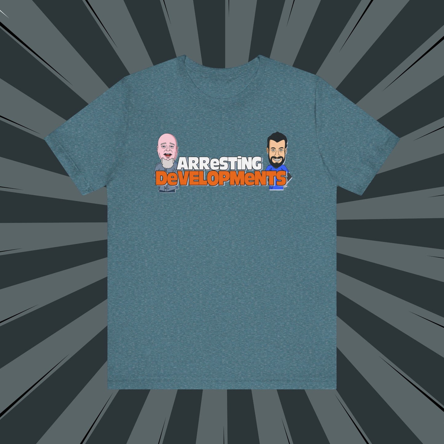 Arresting Developments Illustrated Tee – True Crime Podcast Shirt Featuring Mike Willever & Producer Joe