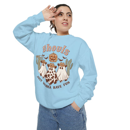Ghouls Just Wanna Have Fun Western Halloween Unisex Garment-Dyed Sweatshirt