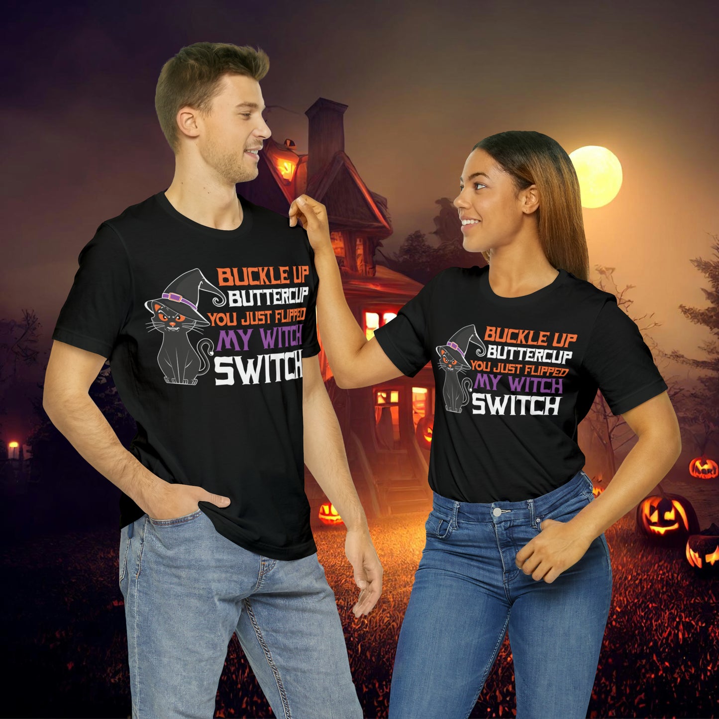 Halloween Buckle up Buttercup you just flipped my Witch Switch Unisex Jersey Short Sleeve Tee Gifts for Her