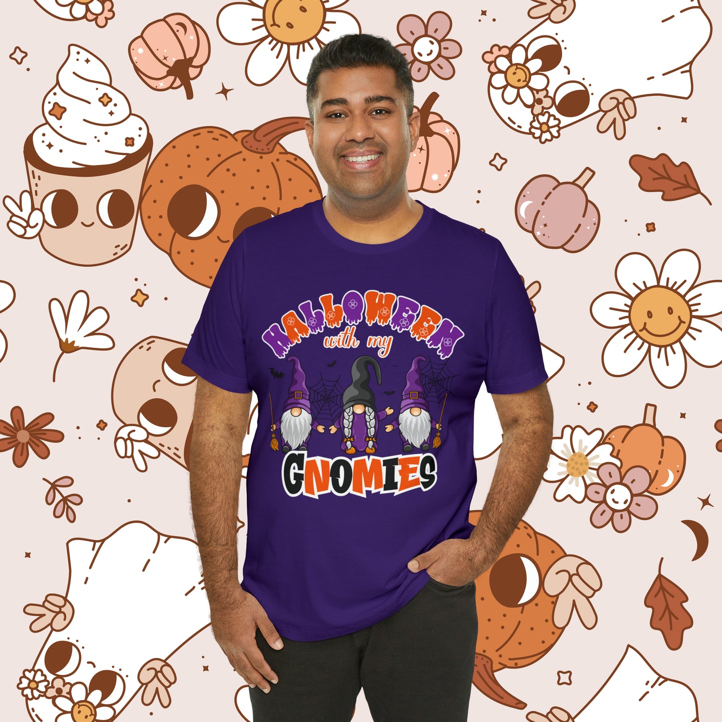 Halloween with my Gnomies Unisex Jersey Short Sleeve Tee Gifts for Him Gifts for Her