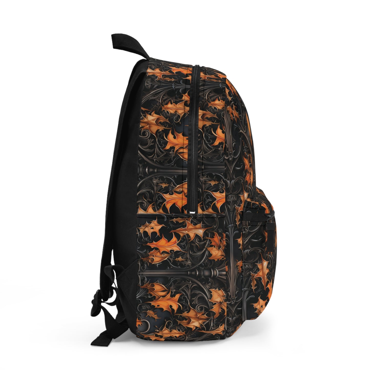 Halloween with Fall Leaves and Black Columns Back to School Backpack Gifts for Her Gifts for Him