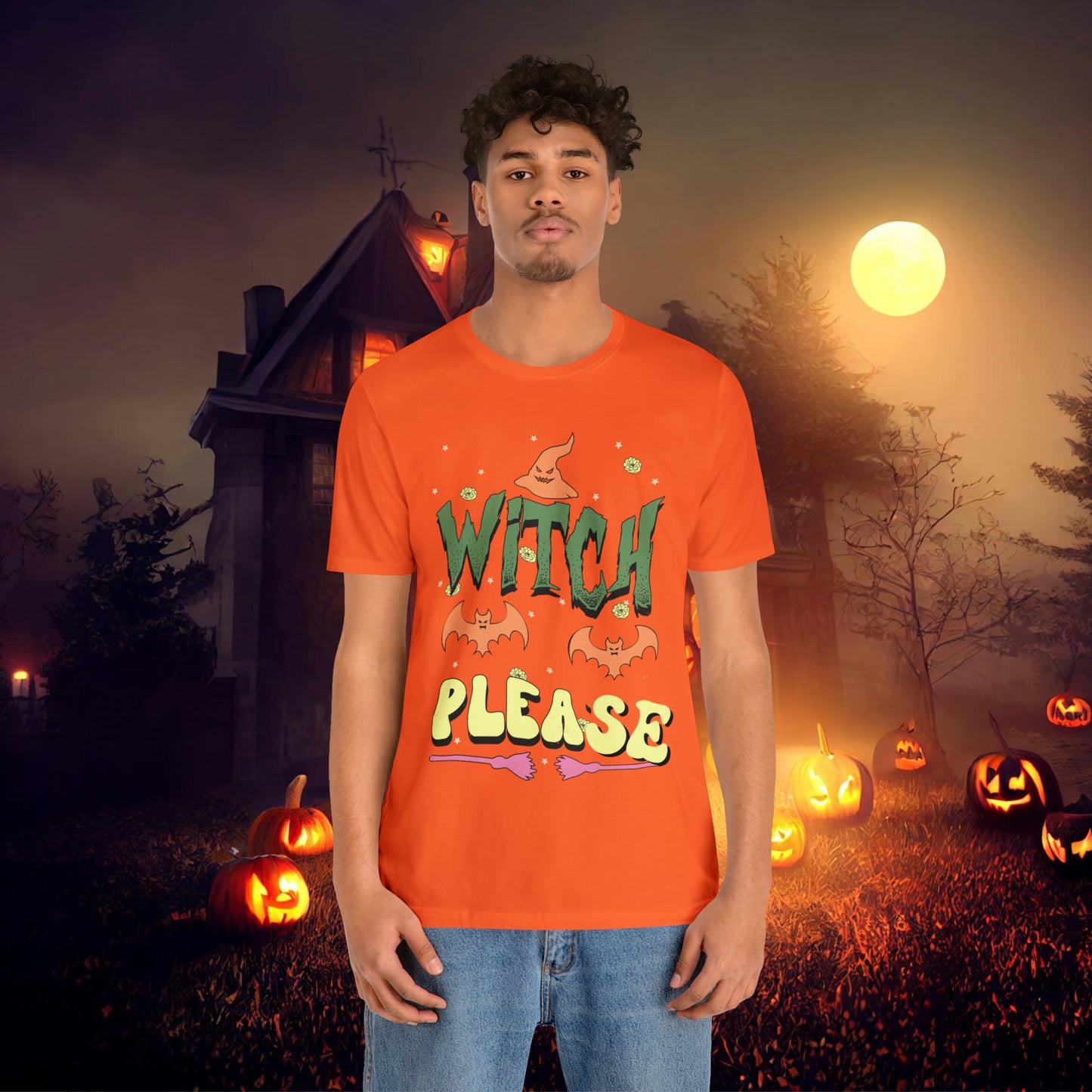 Witch Please Retro Groovy Halloween Unisex Jersey Short Sleeve Tee Gifts for Her Gifts for him