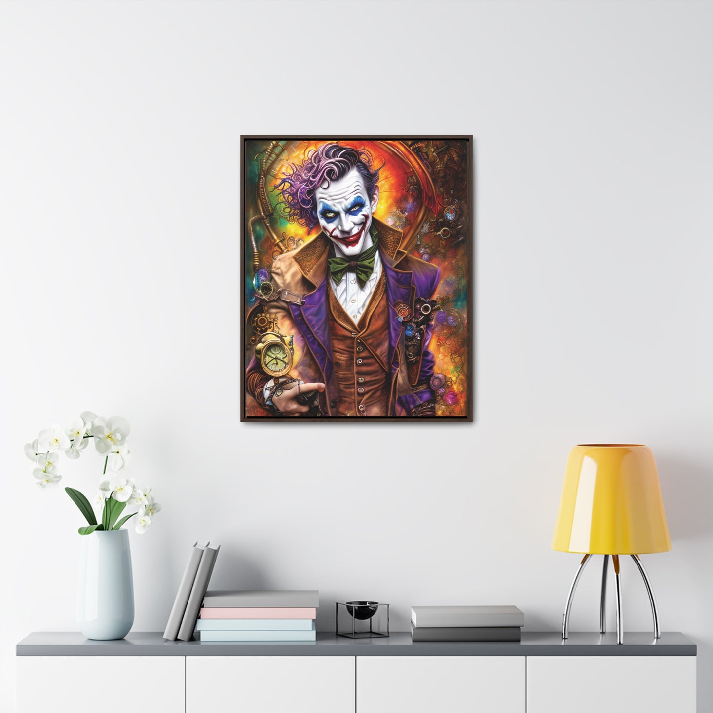 Steampunk-Joker-Hearts-Tribal-Fractal Gallery Canvas Wraps, Vertical Frame