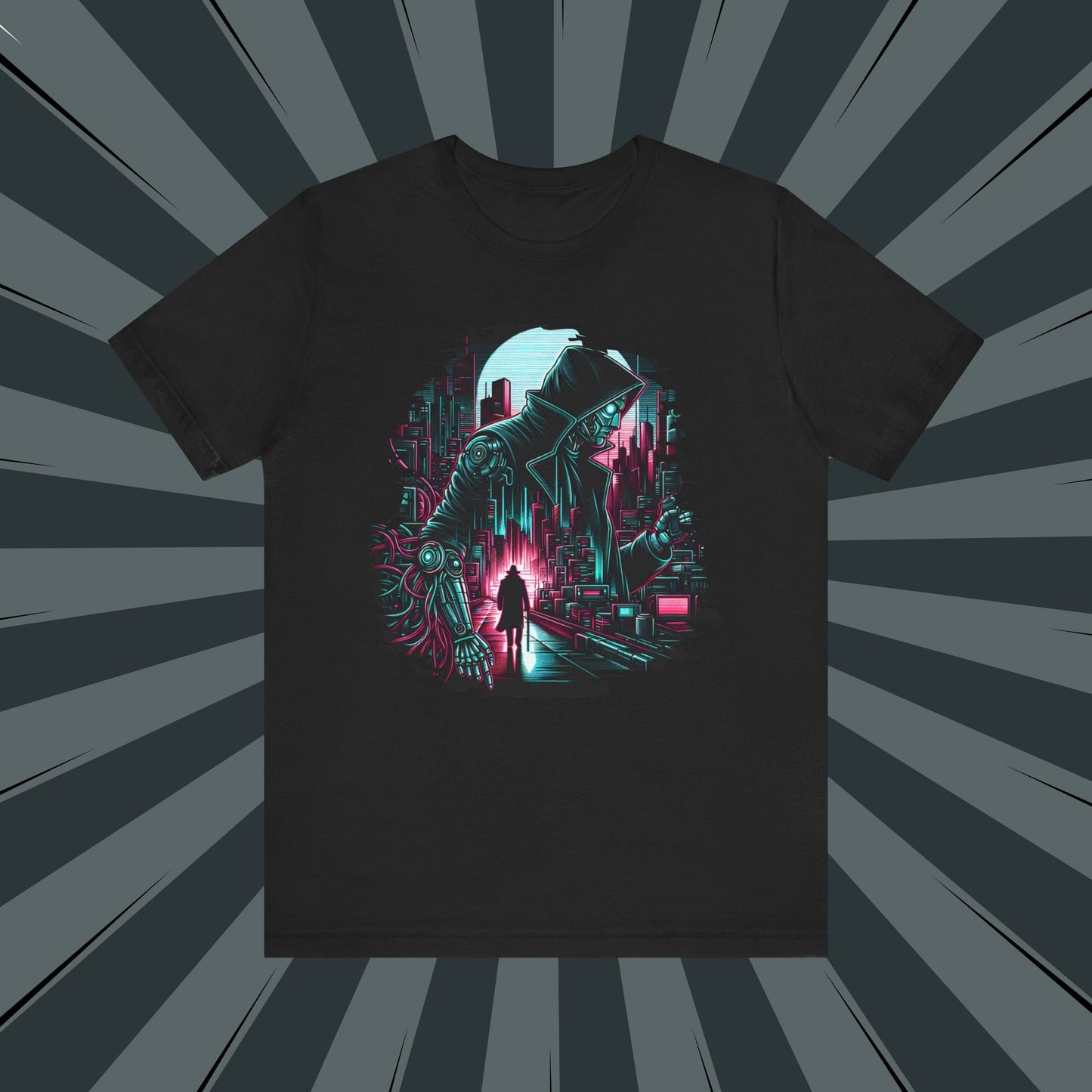 Cyberpunk Graphic Tee, Futuristic Shirt, Unisex Short Sleeve T-Shirt, Retro Sci-Fi Apparel, Streetwear Graphic Top, Geek Fashion Gift