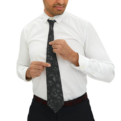 Dirky Threadz Necktie - Sleek Black & White Geometric Design for Timeless Style