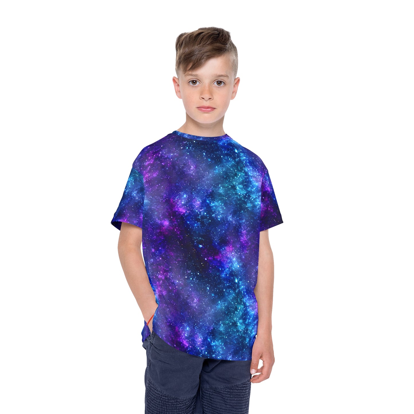 Galactic Goals: All Over Print Kid Sport Jersey with Outer Space Galaxy Vibe