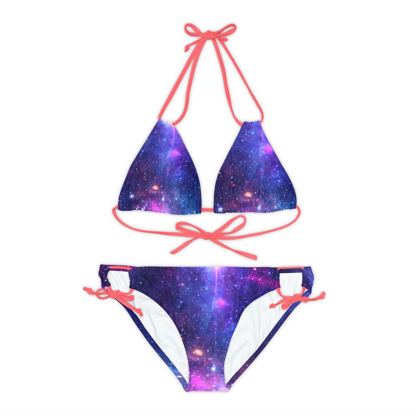 Purple Beyond the Stars Outer Space Out of this World Strappy Bikini Set (AOP)