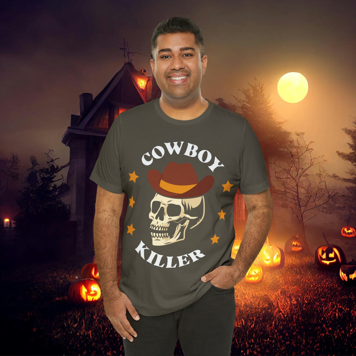 Cowboy Killer Retro Halloween Unisex Jersey Short Sleeve Tee Gifts for Him Gifts for Her