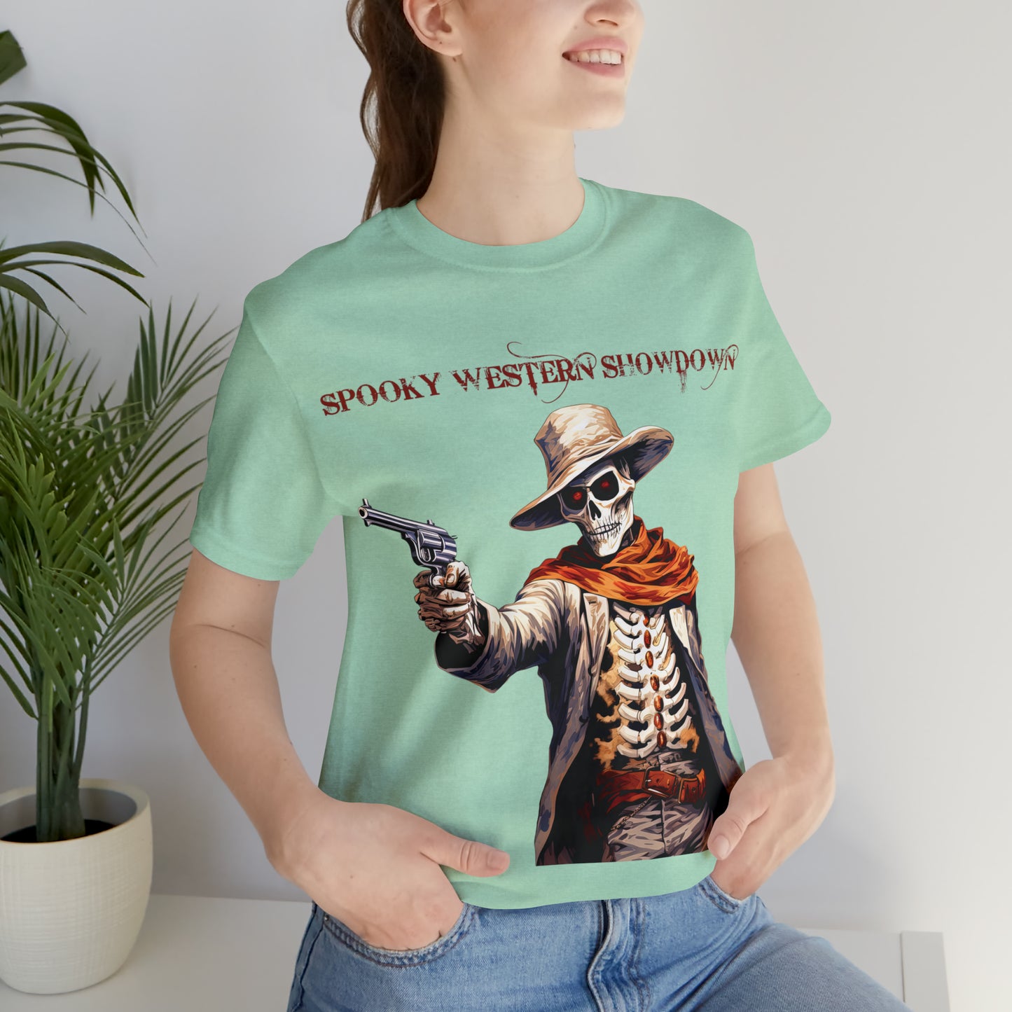 Spooky Western Showdown Western Halloween Unisex Jersey Short Sleeve Tee Gifts For Her Gifts For Him