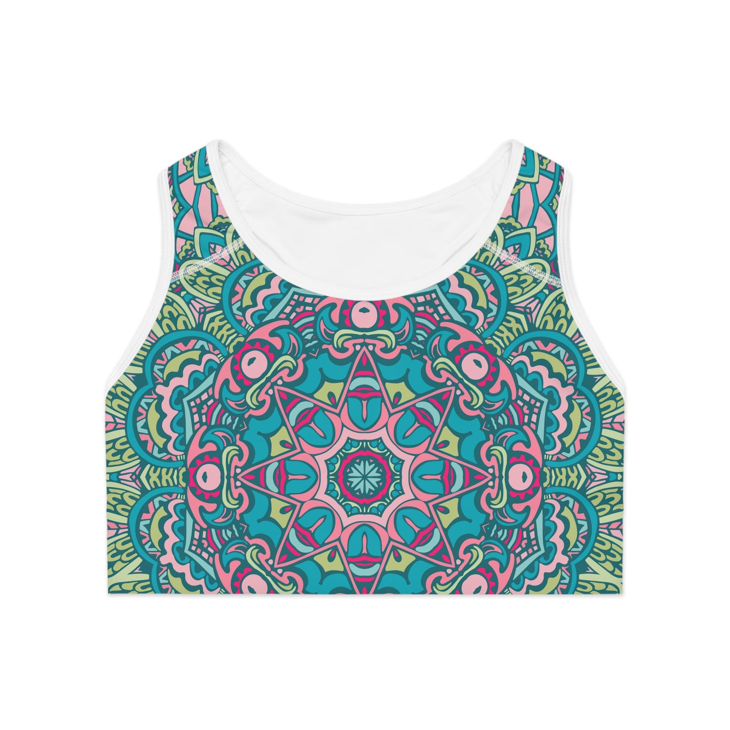 Green and Blue Boho Vibes Sports Bra - AOP Design for Stylish Support Sports Bra (AOP)