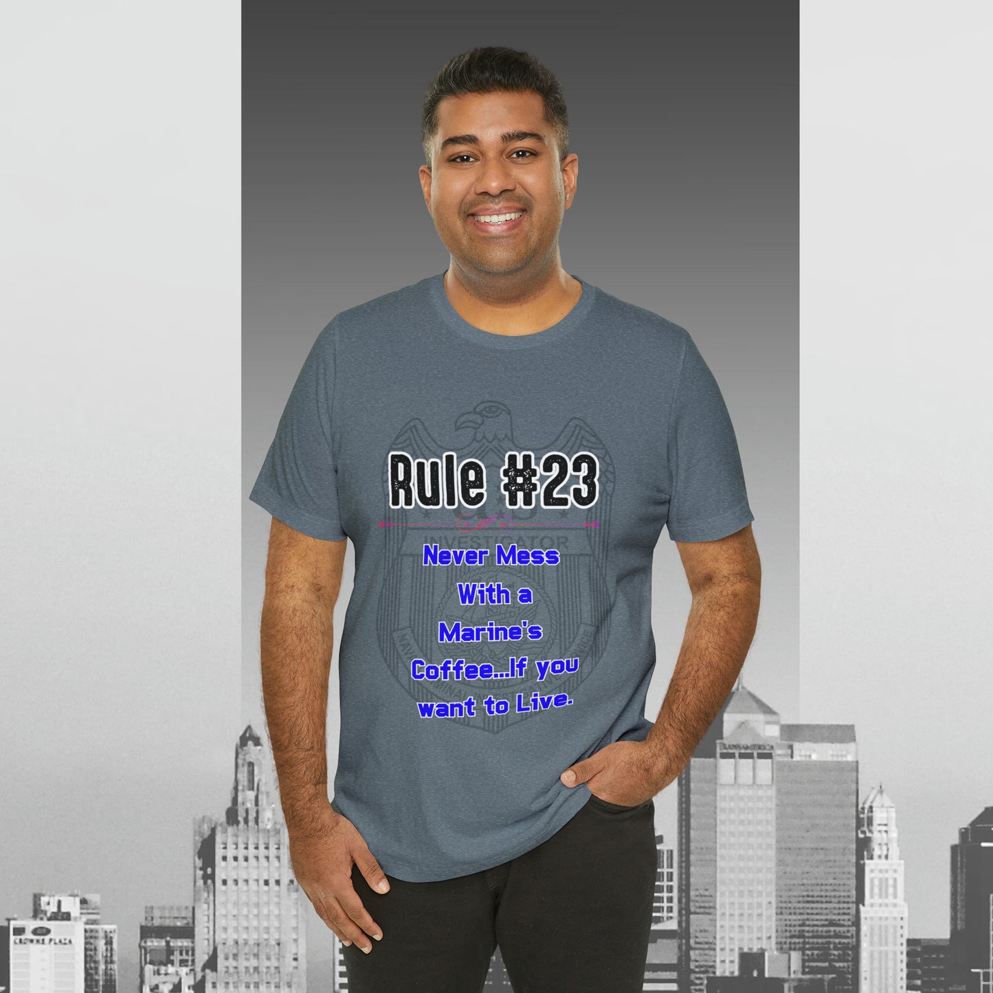 Rules of Gibbs #23 Never Mess with a Marine's Coffee Unisex Jersey Short Sleeve Tee