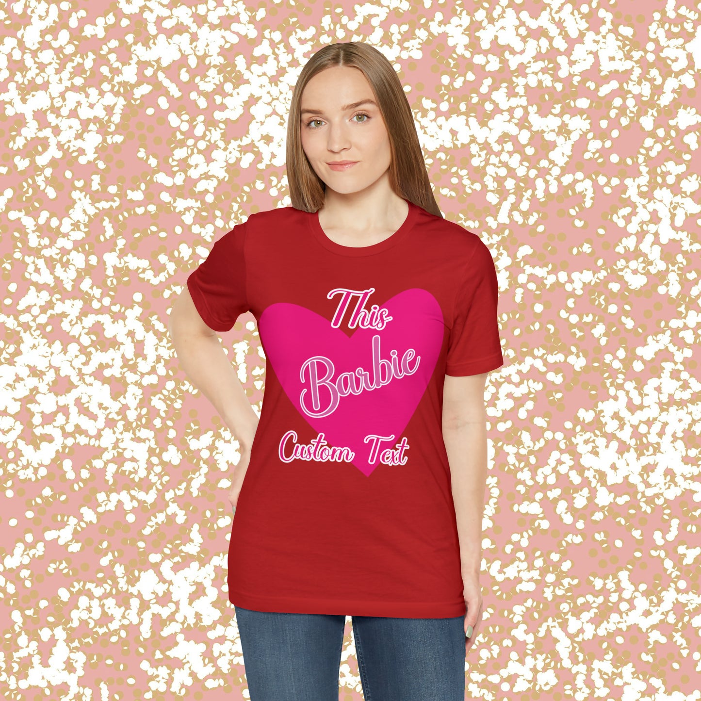 This Barbie  "CUSTOM TEXT" Unisex Jersey Short Sleeve Tee Gifts For Him Gifts For Her