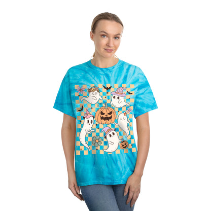 Happy Ghosts and Pumpkins Retro Groovy Halloween Tie-Dye Tee, Cyclone Gifts for him Gifts For Her