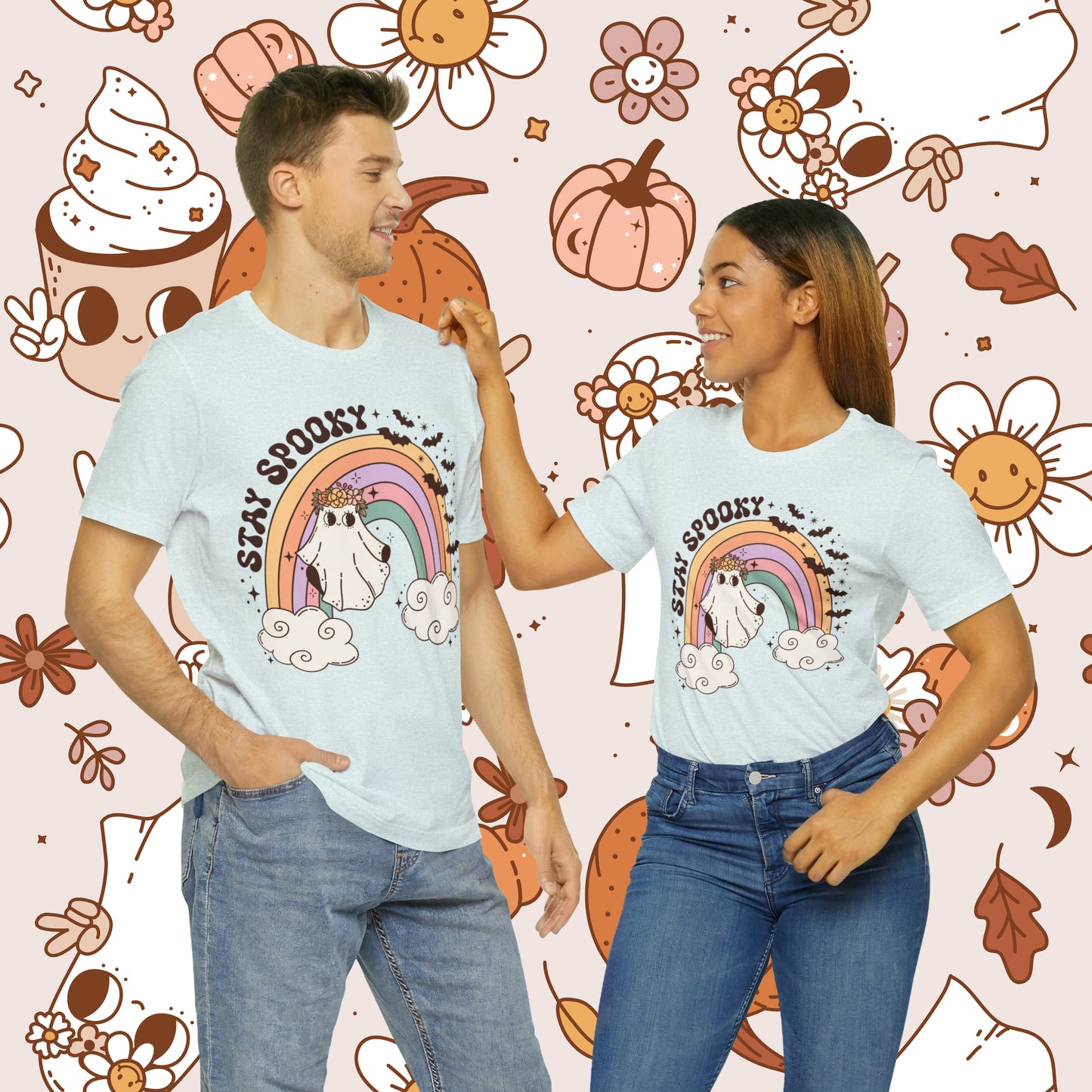 Stay Spooky Retro Groovy Halloween Unisex Jersey Short Sleeve Tee Gifts for Her Gifts For Him