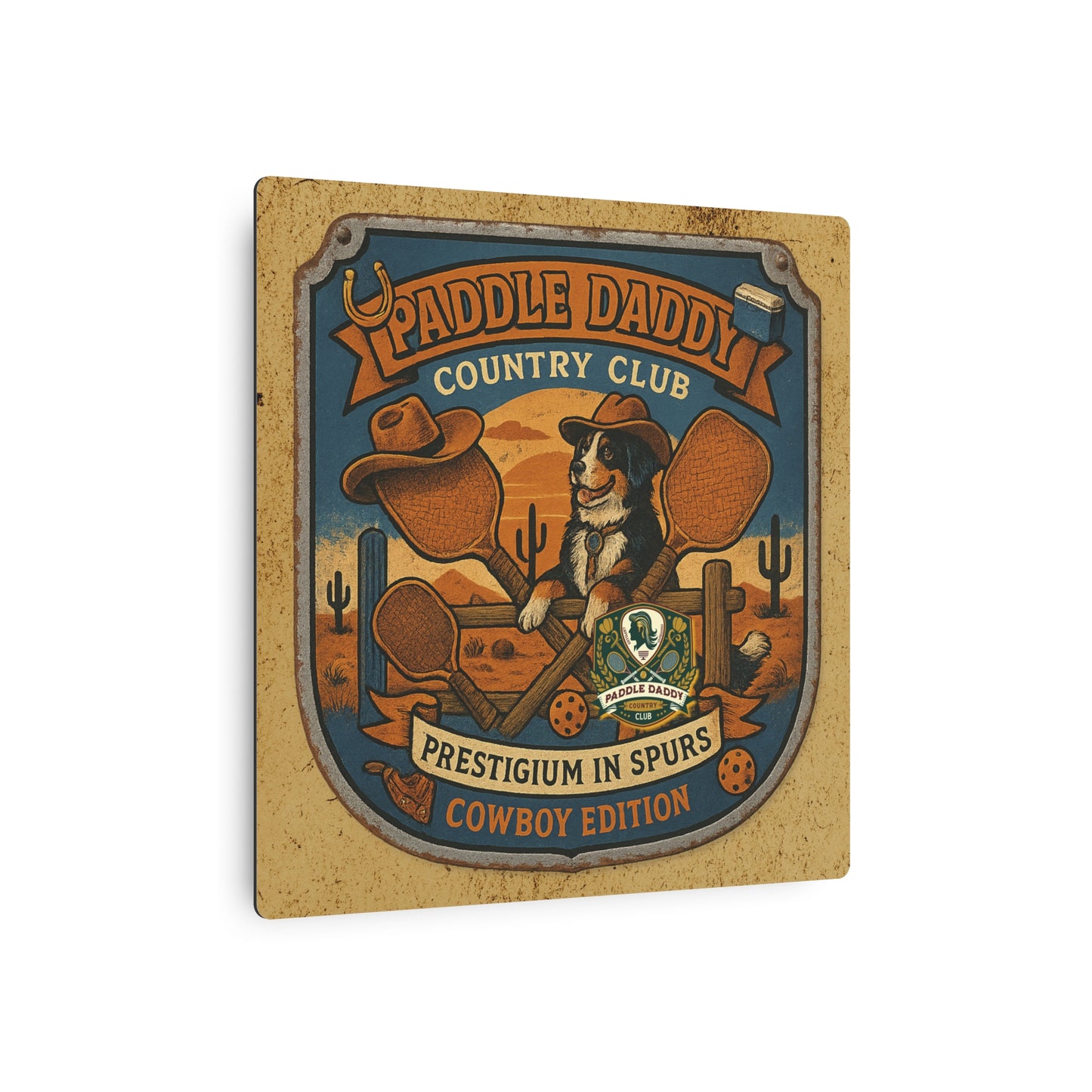 Cowboy Edition Metal Sign  Paddle Daddy Country Club Western Decor, Funny Ranch Wall Art, Chloe Dog Desert Badge