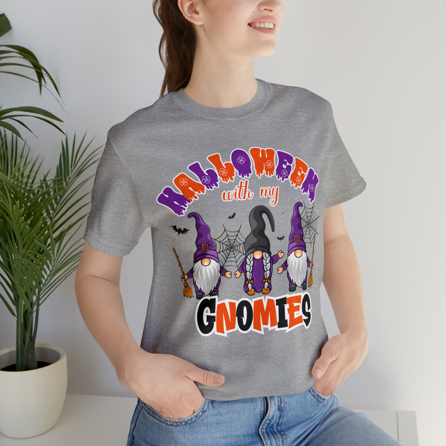 Halloween with my Gnomies Unisex Jersey Short Sleeve Tee Gifts for Him Gifts for Her