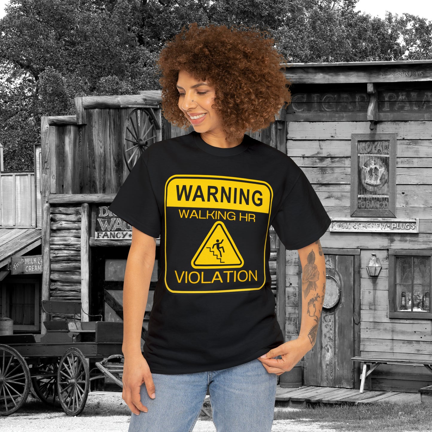 Warning Walking HR VIOLATION Unisex Heavy Cotton Tee