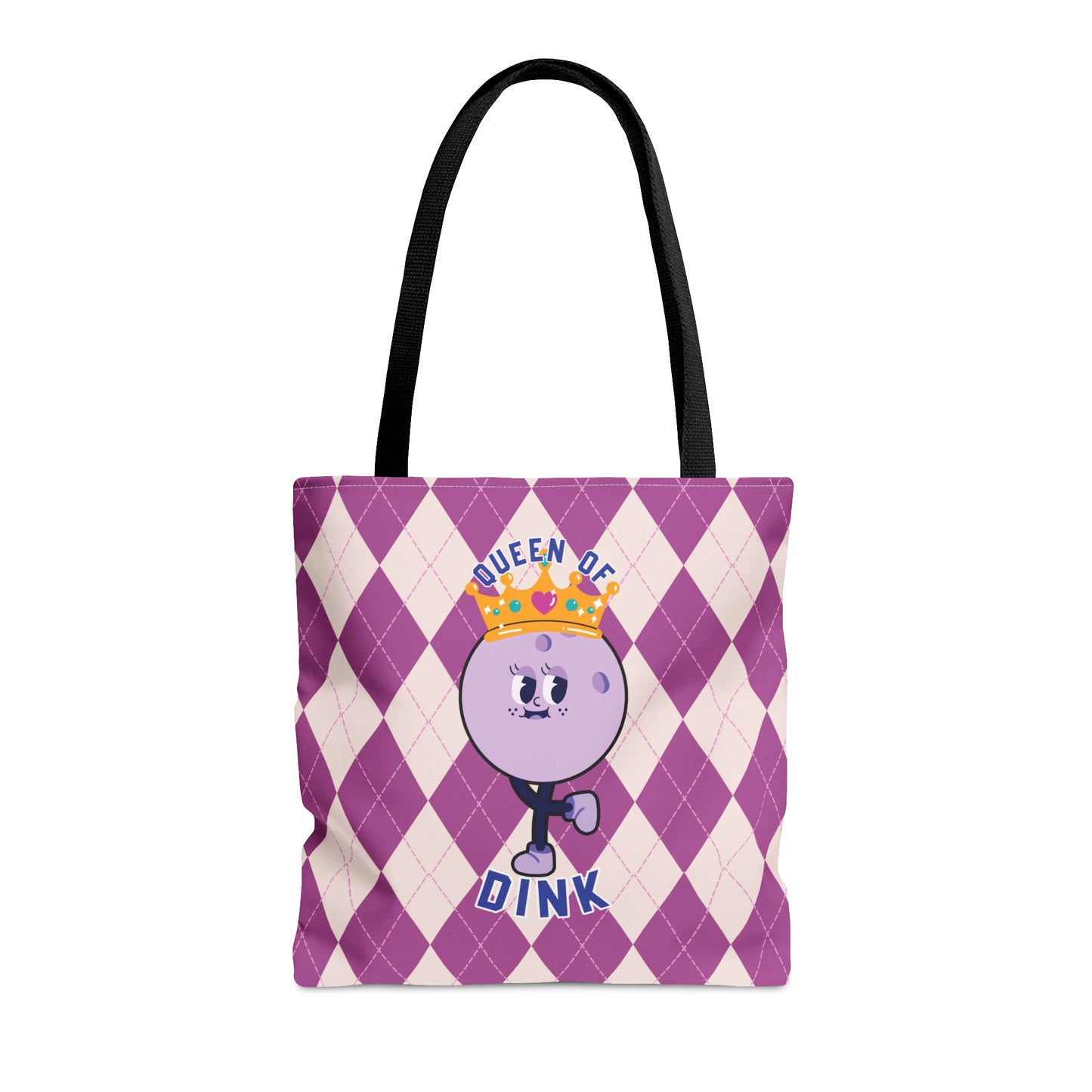 Vintage Purple Rhombus Pickleball Queen AOP Tote Bag - Rule the Court as the Queen of Dink