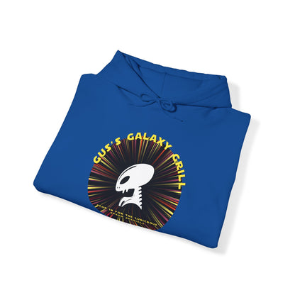 Gus's Galaxy Grill Unisex Heavy Blend™ Hooded Sweatshirt Hooded Hilarity, Galactic Gastro Couture, Intergalactic Apparel