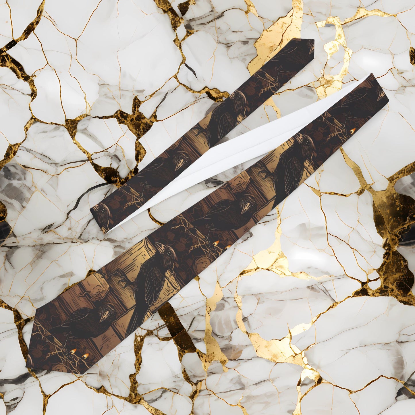 Vintage Crows Sepia Photography Necktie — Retro Urban Photo Print Tie