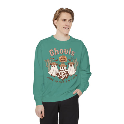Ghouls Just Wanna Have Fun Western Halloween Unisex Garment-Dyed Sweatshirt