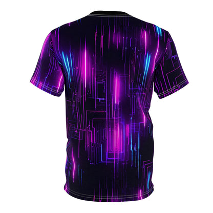 Neon Futuristic Lights Cyberpunk Girl Unisex Cut & Sew Tee (AOP)
