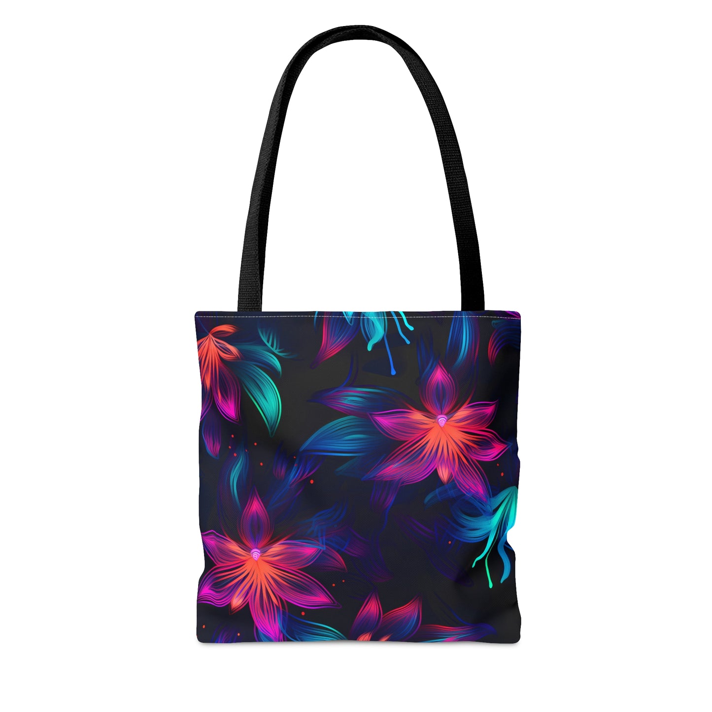 Burst of Neon Blossoms All Over Print Tote Bag