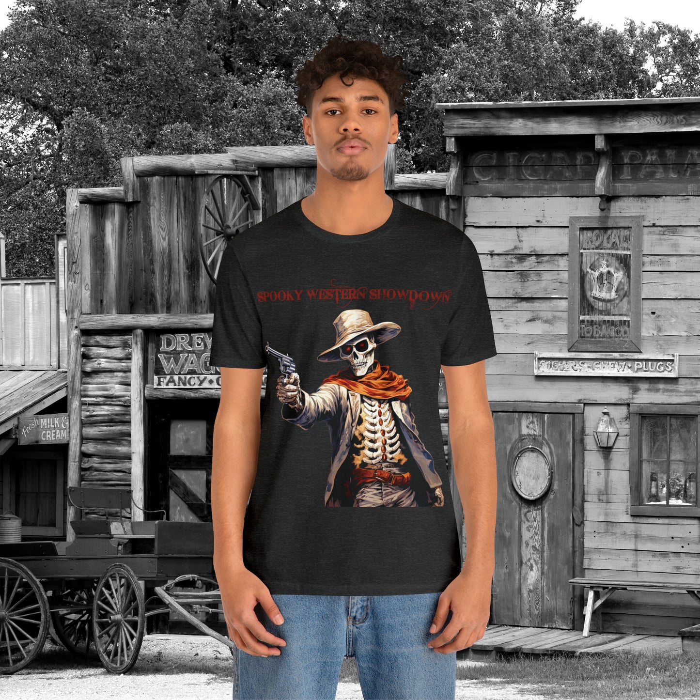 Spooky Western Showdown Western Halloween Unisex Jersey Short Sleeve Tee Gifts For Her Gifts For Him