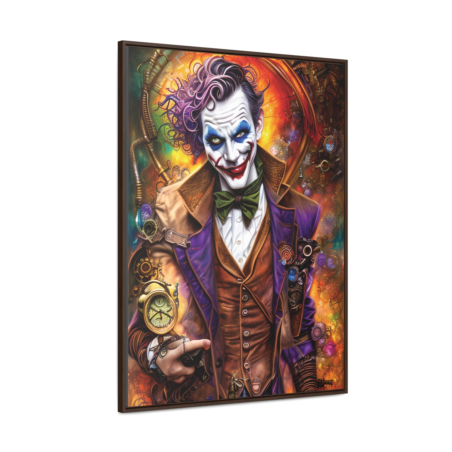 Steampunk-Joker-Hearts-Tribal-Fractal Gallery Canvas Wraps, Vertical Frame