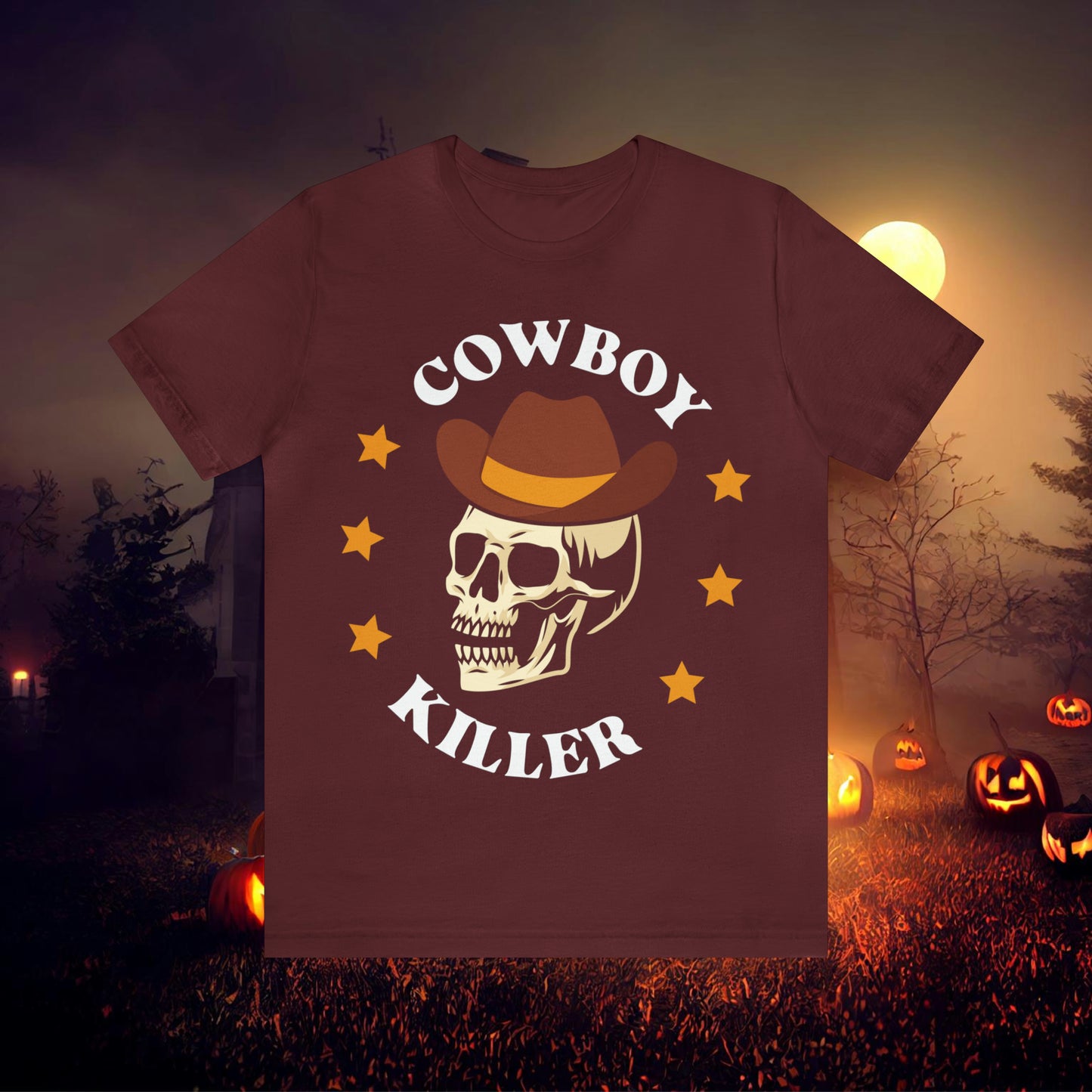 Cowboy Killer Retro Halloween Unisex Jersey Short Sleeve Tee Gifts for Him Gifts for Her