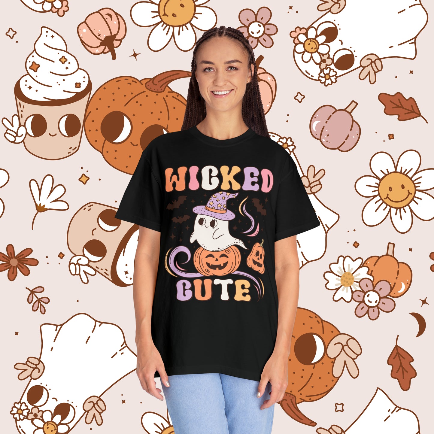 Wicked Cute Retro Groovy Halloween Unisex Garment-Dyed T-shirt Gifts for Him Gifts for her