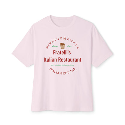 Fratelli's Italian Restaurant Unisex Oversized Boxy Tee Fratelli's Goonies Oversized Tee Movie Fashion Comedy Goonies Nostalgia Wear