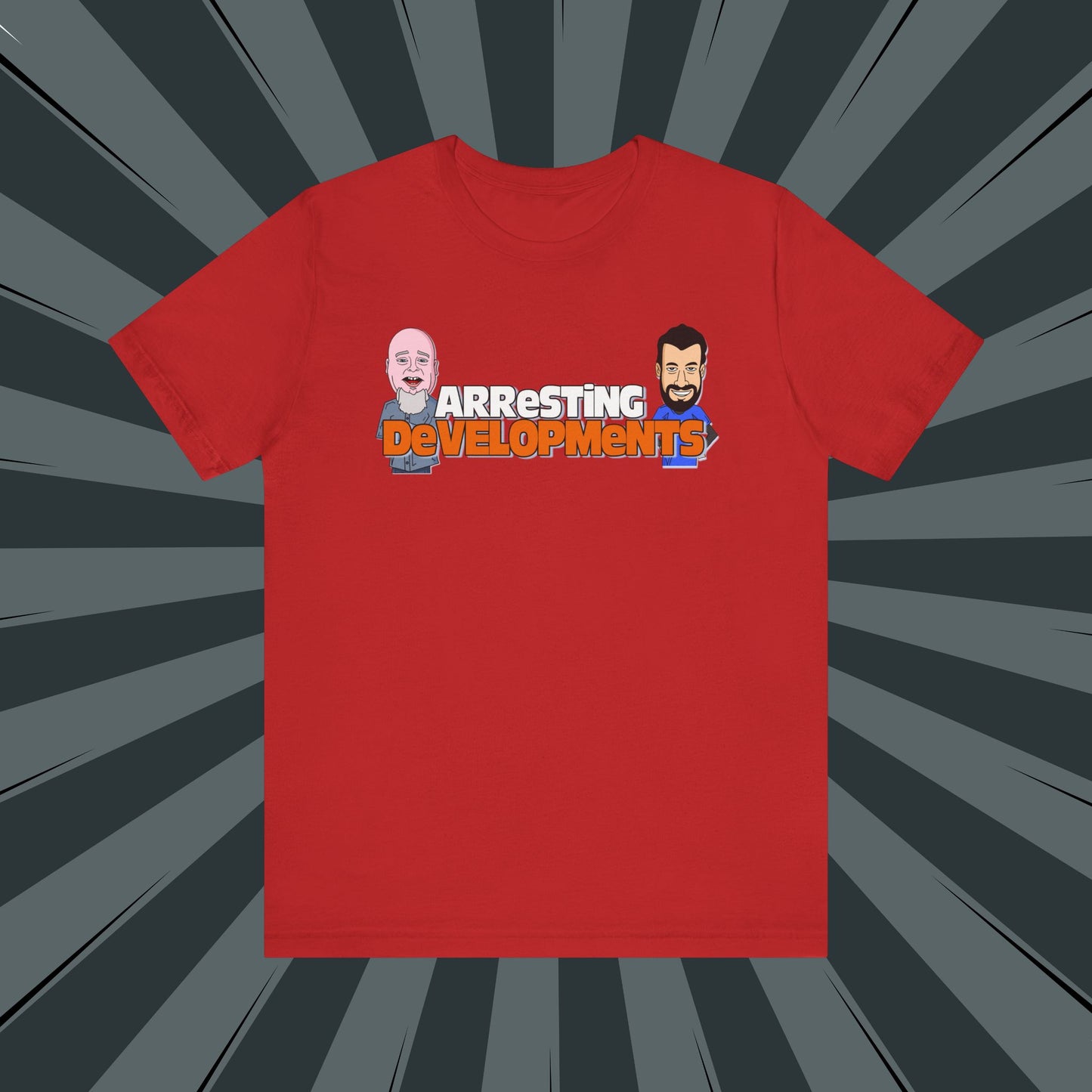 Arresting Developments Illustrated Tee – True Crime Podcast Shirt Featuring Mike Willever & Producer Joe