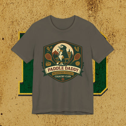 Paddle Daddy Country Club T-Shirt  Chloe Dog Graphic Tee, Funny Pickleball & Grill Shirt, In Daddibus Veritas Dadcore Apparel