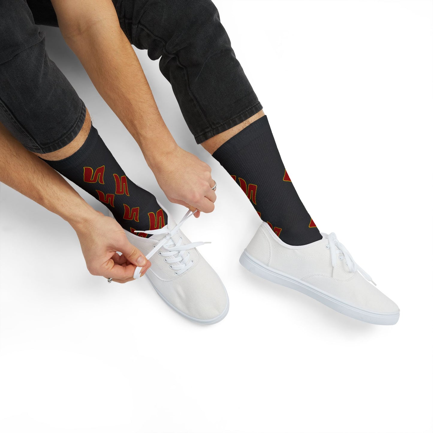 Shuli Network “S” Socks— Bold All-Over Print Crew Socks