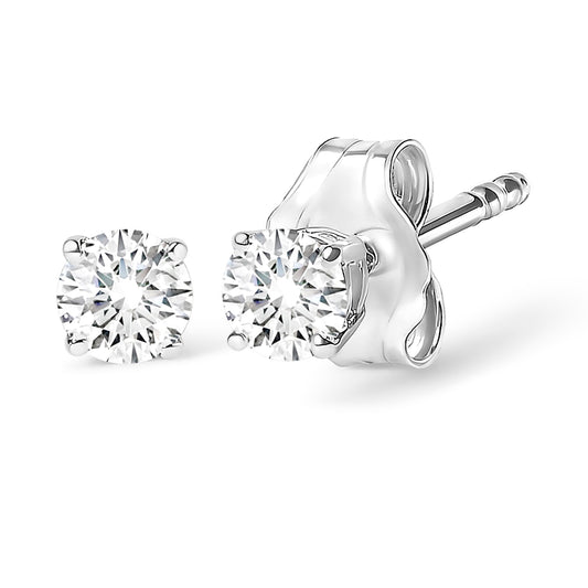 .925 Sterling Silver 1/5 Cttw Round Lab Grown Diamond Classic 4-Prong Solitaire Stud Earrings (F-G Color, VS1-VS2 Clarity)