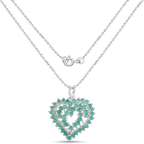 1.53 Carat Genuine Emerald .925 Sterling Silver Pendant
