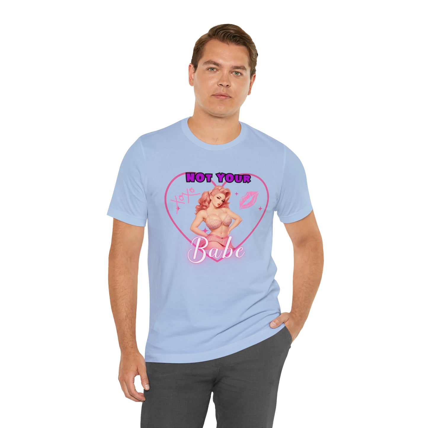 Vintage Pink Pinup Girl "Not Your Babe" on a Bella+Canva 3001 Unisex Jersey T-Shirt - A Must-Have Gift for her