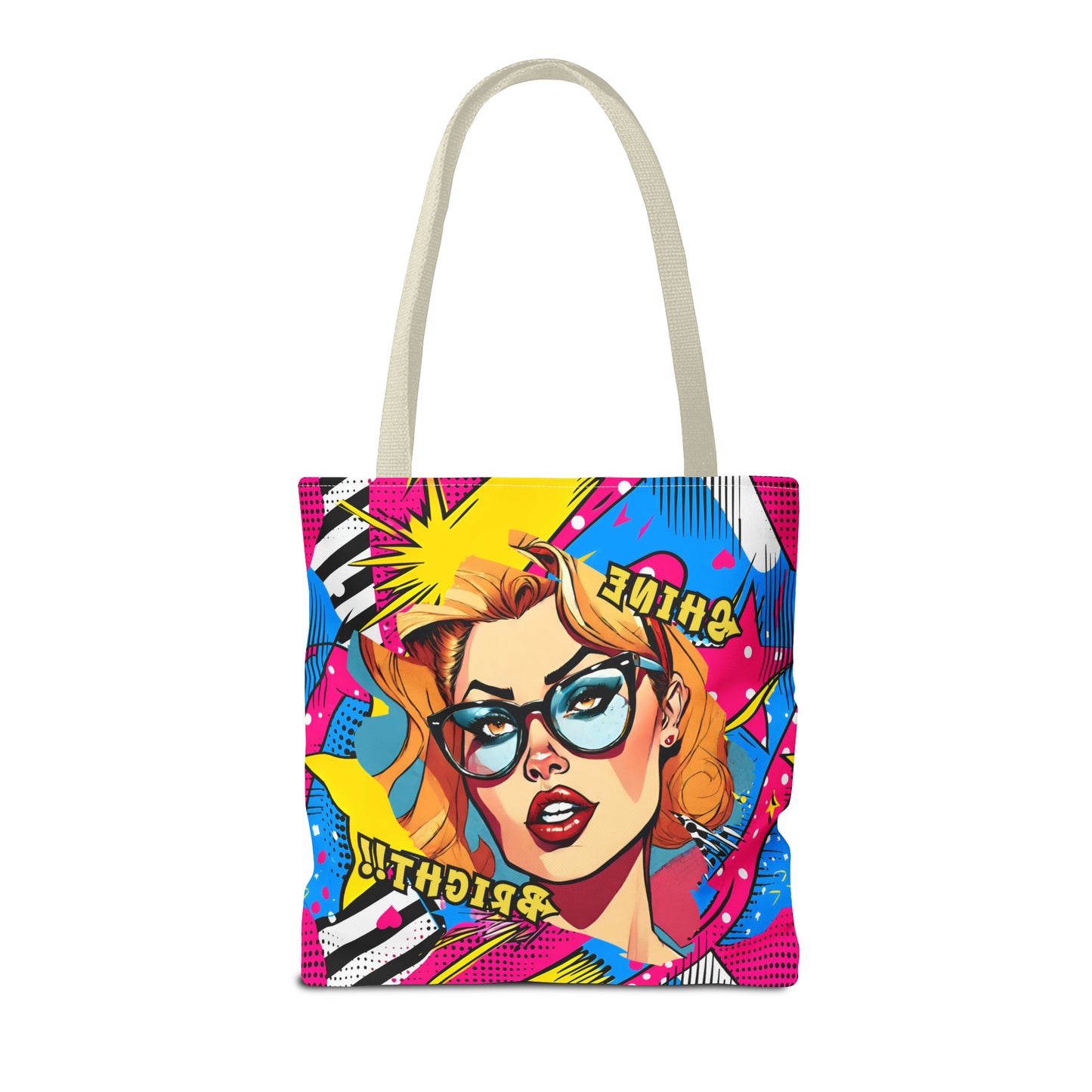 Shine Bright Lady on a Abstract Comic Pop AOP Tote Bag