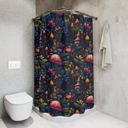 Fairy Tale Magical Forest With Colorful Mushrooms Polyester Shower Curtain