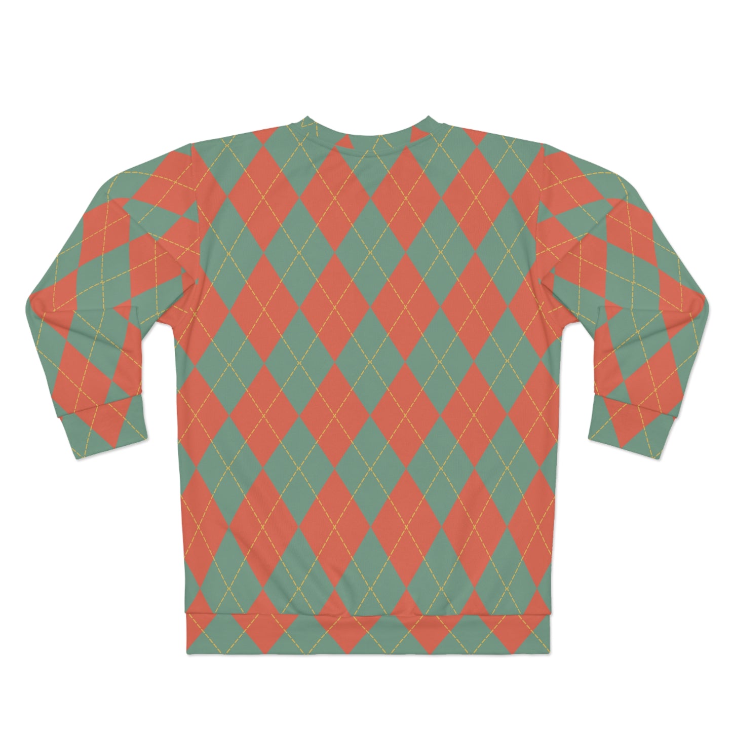 Vintage Green and Orange Rhombus pattern Fall Unisex Sweatshirt (AOP) - Embrace Autumn's Beauty in Style