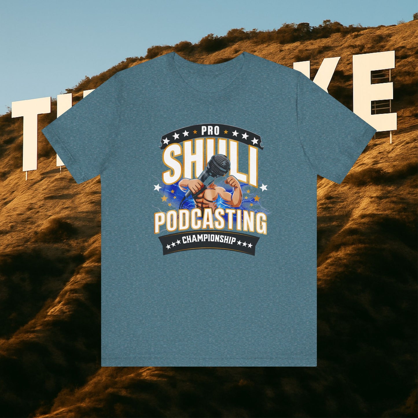 “Podcasting Championship Tee — Because Your Mic Deserves a Belt Too”