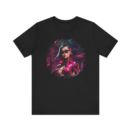 Cyberpunk Girl T-Shirt - Futuristic Cityscape Unisex Jersey Tee cyberpunk fashion