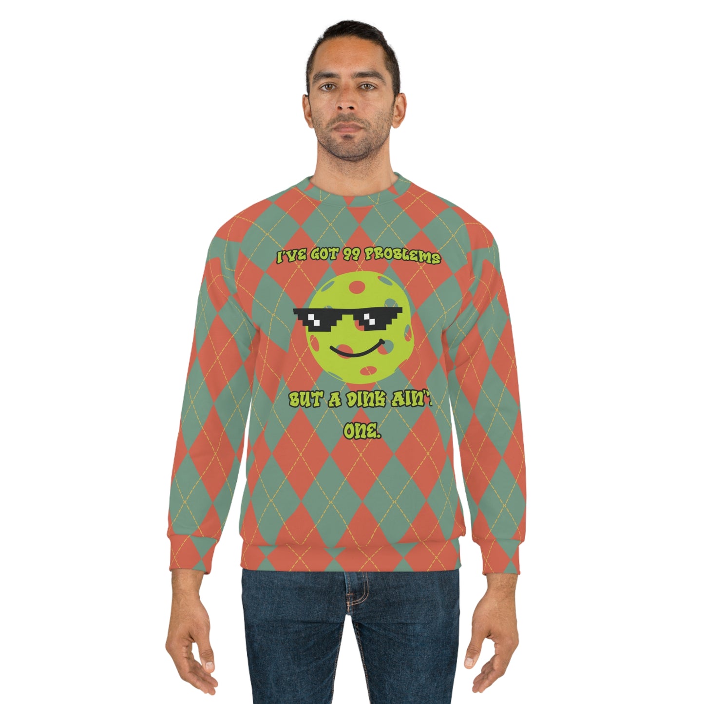 Vintage Rhombus Pattern Pickleball Unisex Sweatshirt - Solve 99 Problems with a Smile!