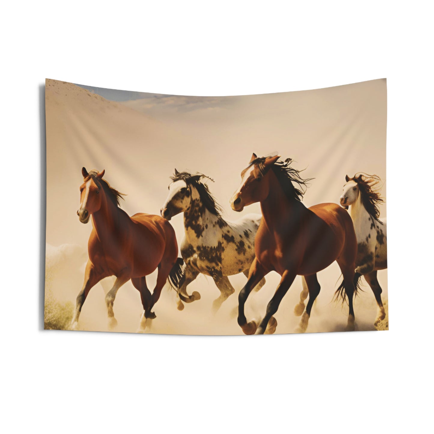 Capture the Spirit: Wild Horses Galloping in the Desert Indoor Tapestry