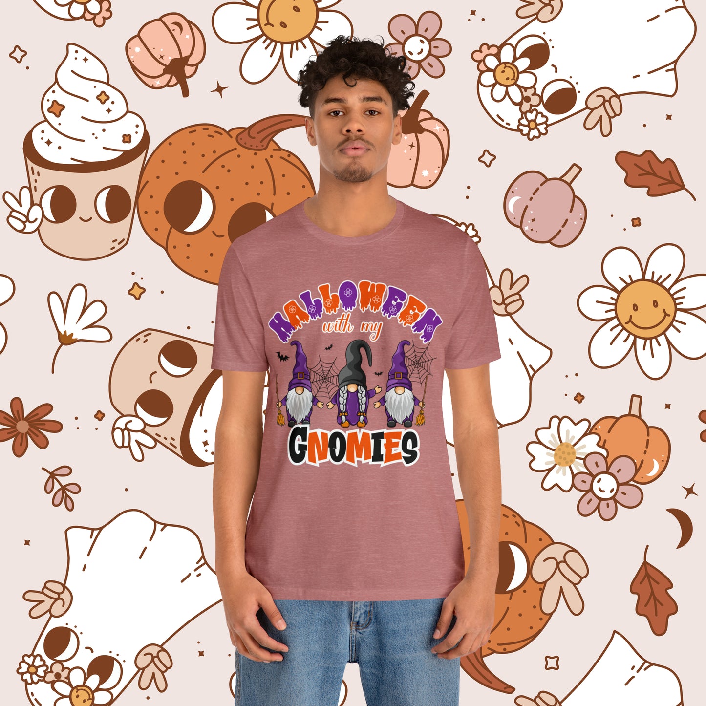 Halloween with my Gnomies Unisex Jersey Short Sleeve Tee Gifts for Him Gifts for Her