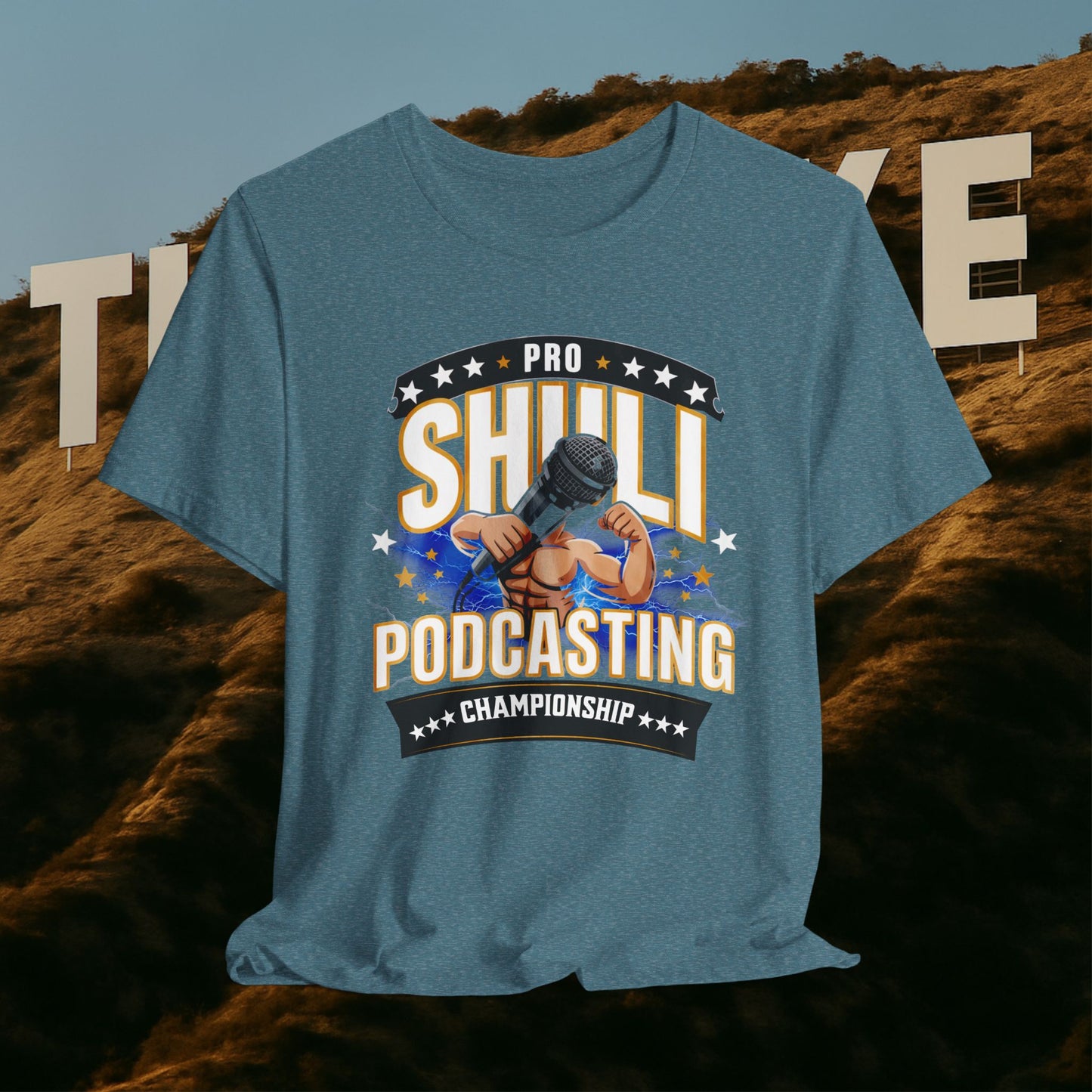 “Podcasting Championship Tee — Because Your Mic Deserves a Belt Too”