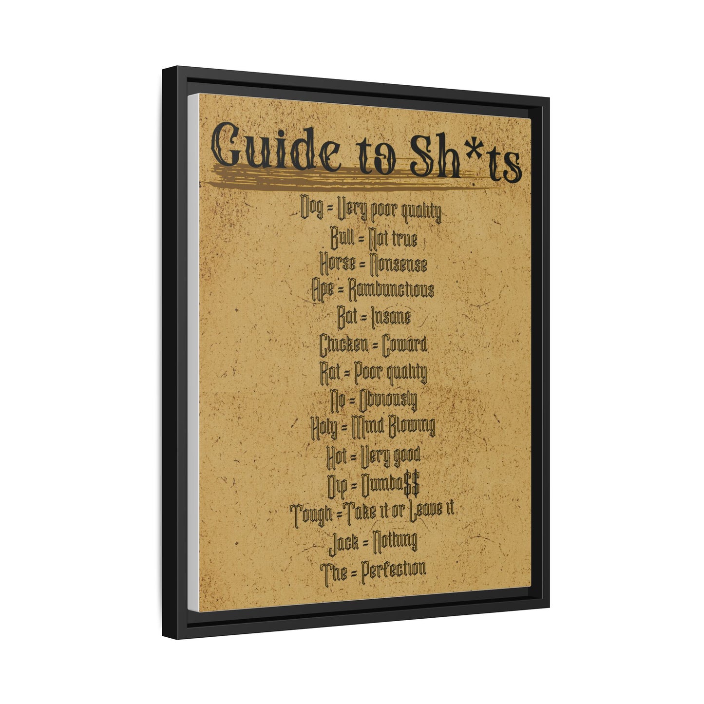 Guide to Sh*ts Framed Wall Art Print, Humorous Decor, Office Wall Art, Gift for Friends, Humor, Unique Housewarming Gift