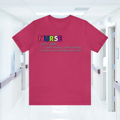 Definition of a Nurse Unisex Jersey Tee Bella+Canvas 3001 Healthcare Gift Medical Students, Soft Fabric, Various Sizes Available